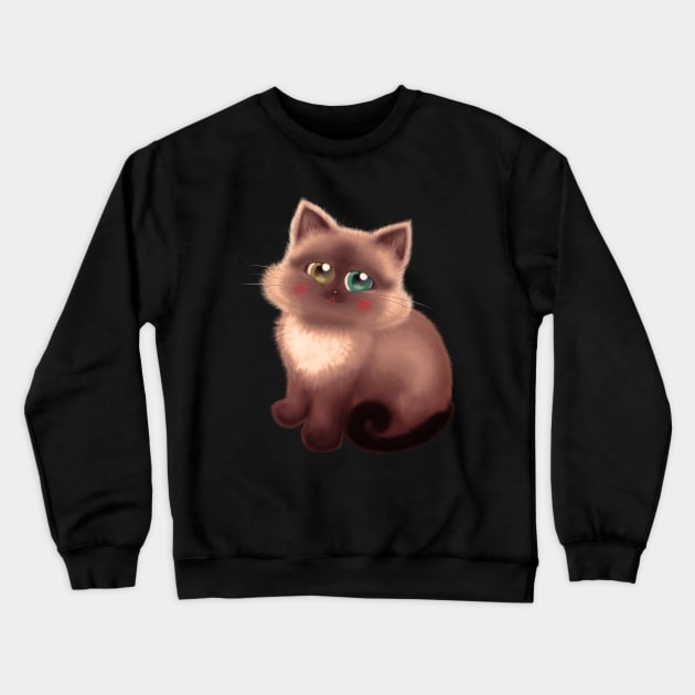 Brown Sitting Cat Crewneck Sweatshirt by DeneboArt